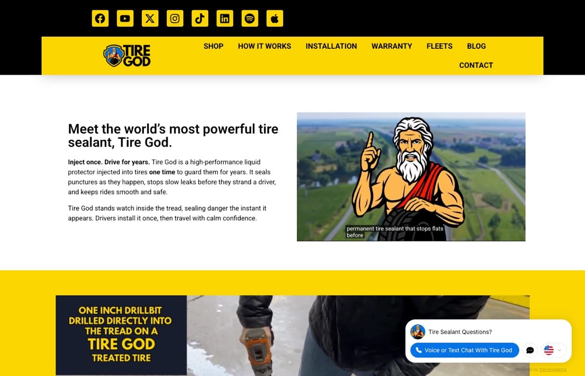 Tire God operating system interface representing a product business with inventory, positioning, and execution workflows